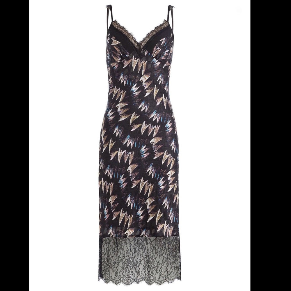 Diane Von Furstenberg Black Silk Lace Slip Dress - Picture 3 of 7